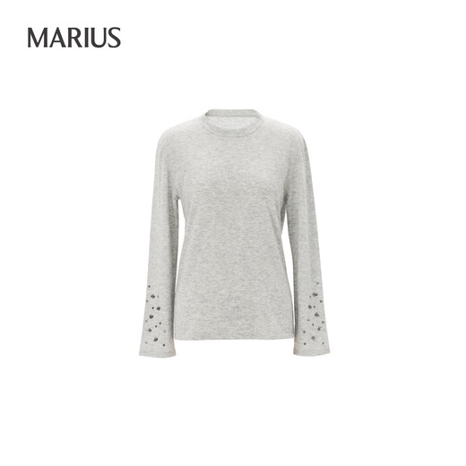 MARIUS | Cheese Sweater Acetate Cashmere Blended Advanced Four Seasons Beaded Knit Pullover Long Sleeve T-Shirt Thunderstorm Gray S