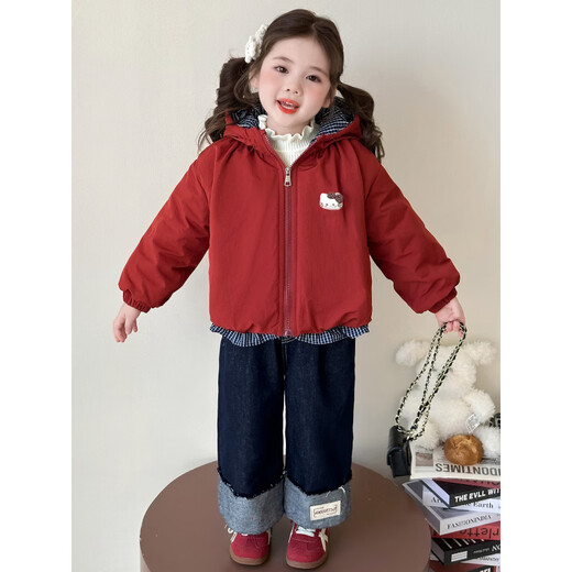 Disney Down Jacket Girls' Velvet Jacket Winter New Style Baby Warm Cotton Clothes Street Winter Clothes Children's Thickened Cotton Cotton Cotton Style Navy Blue Jacket Velvet Thickened 90 cm