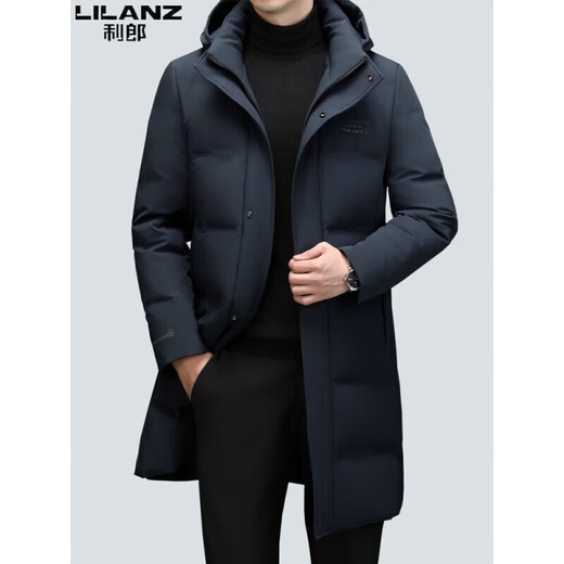 LILANZ down jacket men's mid-length 2025 winter new white duck down warm thickened business casual cold-proof jacket gray L 175 130-145Jin Jin equals 0.5 kg