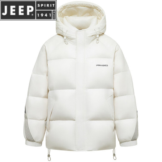 JEEP SPIRIT трехзащитный пуховик для мальчиков, зима 2025, новая морозостойкая утолщенная теплая свободная повседневная мужская куртка на утином пуху с капюшоном белого цвета 4XL