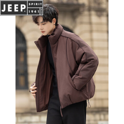 JEEP SPIRIT2025 Winter Down Jacket Men's 90 White Duck Down Stand Collar Loose Thickened Warm Fashion Jacket Handsome Top Clothes Trendy YR2560 Black 2XL