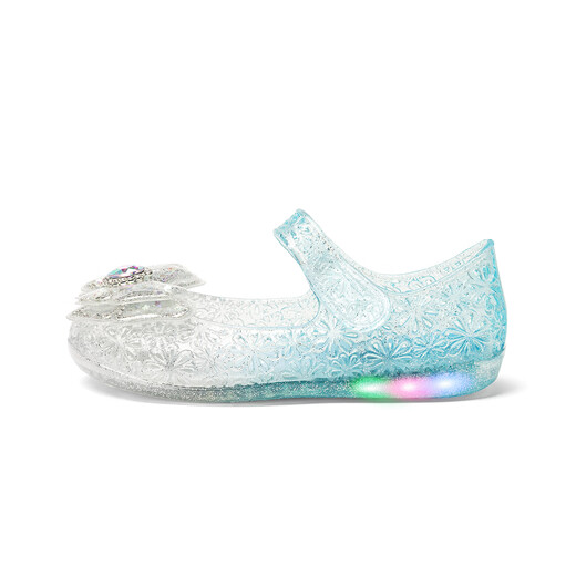 Snafy Flashing Shoes Girls' Jelly Sandals Elsa Glowing Princess Summer Beach Baby Sandals Gradient Blue 29 Foot Length 18.7cm