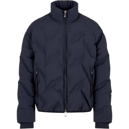 Armani solid color stand collar zipper short long-sleeved down jacket men's navy blue navy blue 3XL 56/XXXL original gift bag