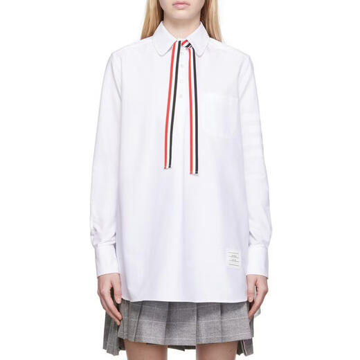 THOM BROWNE women's shirt breathable and comfortable cotton white daily commuting top casual white one size | IT-38