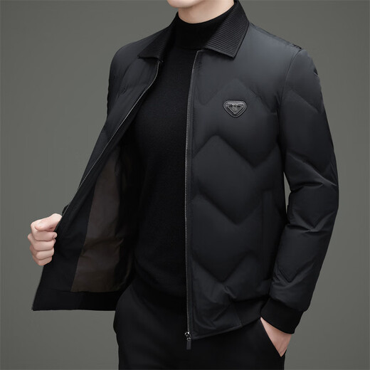 MAGIOPY легкий роскошный брендовый мужской пуховик среднего возраста модный повседневный воротник со съемным зимним новым стилем черный XL 180
