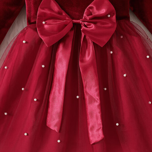 Girls Dresses Autumn and Winter 2025 Autumn Clothes New Children's Clothes Autumn Skirts Children's Sequined Autumn Skirts Princess Skirts Fashionable Red 100 cm 3-4