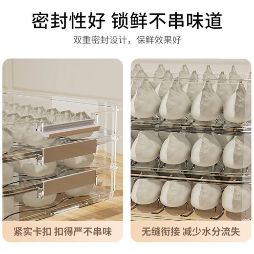 WCZ German domestic dumpling box, dumpling wonton frozen preservation box, kitchen multi-layer refrigerator food storage box dumplings, Chinese red 2-layer 1 lid plus dumpling spoon-portable timer