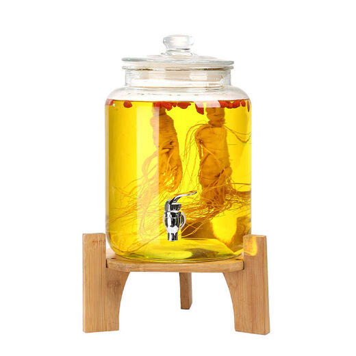 Fantasy bubble wine glass bottle with faucet 10 Jin Jin equals 0.5 kg 20 Jin Jin equals 0.5 kg Enzyme sealed bubble wine bottle kimchi wine jar bubble wine jar 6 Jin Jin equals 0.5 kg + copper faucet + high bamboo wooden base