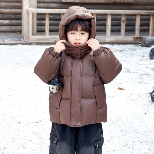 HAL.DUCK Down Jacket Boys' Plush Cotton Jacket Winter Clothes New Handsome Children's Thickened Cotton Clothes Winter Boys' Warm Cotton Cotton Clothes Style Red Cotton Clothes Jacket (Fleece Style) 130 cm