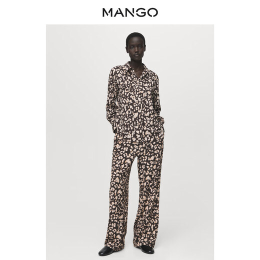 MANGO women's shirt 2026 spring new brown retro fashionable leopard print inner shirt brown S