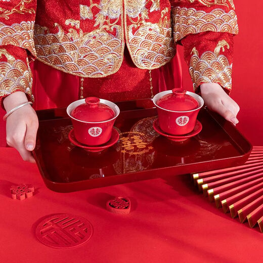 Pupan Plastic Burgundy Wedding Tray Wedding Tea Tray Wedding Tray Candy Bride Wedding Toast Toast Tea Tray Hotel For Big Day Discs 2 pcs