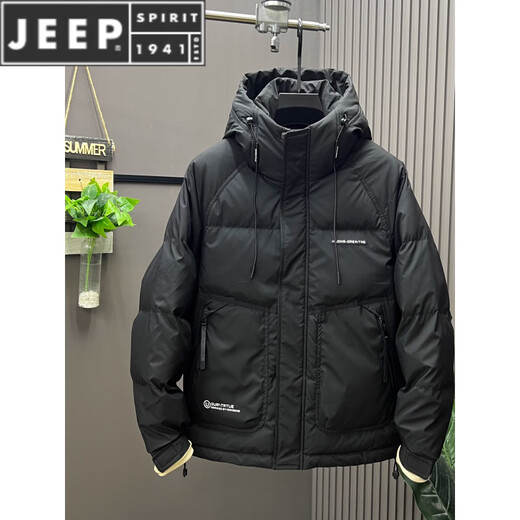 JEEP SPIRIT stand collar down jacket men's winter 2025 new thickened white duck down casual jacket down sweater black 7731 L