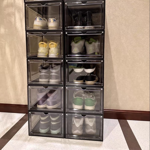Yusenyi transparent magnetic front opening vertical goal ball shoe storage shoe box home assembled breathable shoe cabinet box dark smoke gray magnetic suction 10 pack magnetic suction horizontal board 34.5x27x1 34x27x22cm
