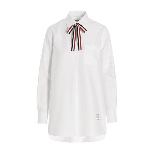 THOM BROWNE women's shirt breathable and comfortable cotton white daily commuting top casual white one size | IT-38