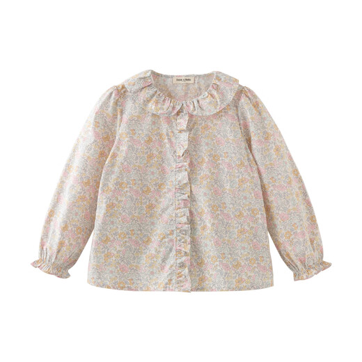 DAVE&BELLA girls' shirts pure cotton medium and large children's shirts 2026 spring new style children's tops little girls bottoming shirt purple pink ready stock 120 cm (recommended height 110-120cm)