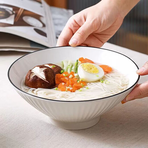 Tuojin German quality Jingdezhen craft ramen bowl household large bowl instant noodle bowl soup bowl bamboo hat bowl ceramic salad bowl Jingdezhen 8-inch bamboo hat bowl 4 pieces