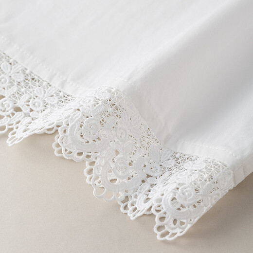 Yinman pure cotton white shirt Yinman 26 spring embroidered lace hem temperament commuter long-sleeved shirt women's white M