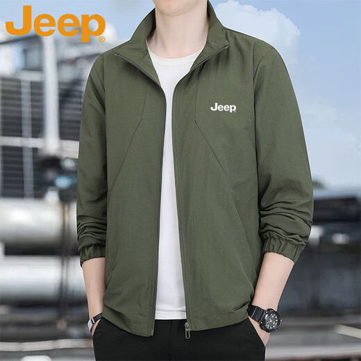 JEEP Jeep Jacket Men's Spring and Autumn Stand Collar Casual Outdoor Sports Tops for Young and Middle-aged Youth Dark Gray XL