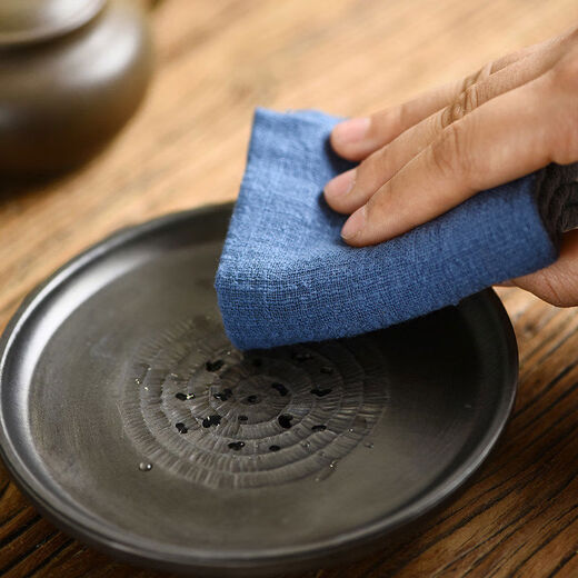 Yiji Chinese cotton and linen tea towel, tea ceremony, purple sand pot, tea towel, tea table towel, Zen tea cloth, tea mat, absorbent rag, five pieces in 5 colors