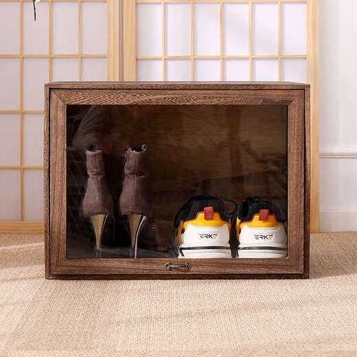 Yusenyi solid wood dust-proof transparent storage rack shoe box sneaker storage box shoe rack anti-oxidation shoe cabinet shoe wall dormitory DZ+31 refired 46x34x34cm