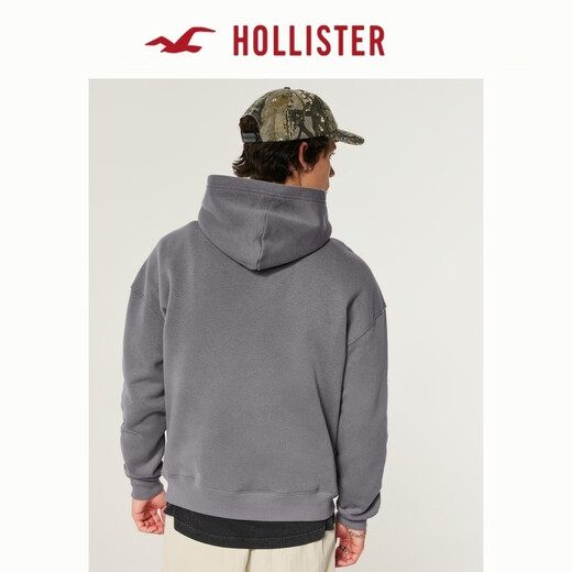 HOLLISTER Classic LOGO Warm Fleece Pullover Hooded Sweatshirt 26 Spring New Men's Clothing 322-6156 Gray XS (170/84A)