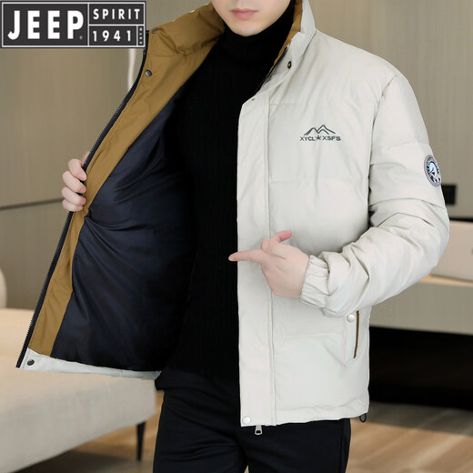 JEEP Jeep Men's Stand Collar Cotton Jacket Winter 2025 New Thickened Warm Cotton Jacket Men's Stand Collar Casual Cotton Jacket Trendy Black XL