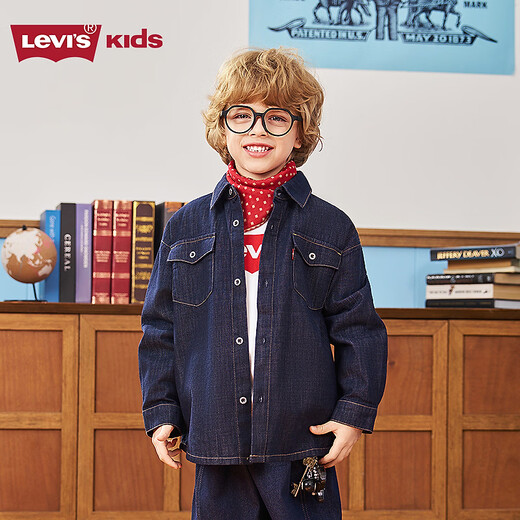 Levi s Levis children's denim shirt jacket 2026 spring new boys and girls shirt children's clothing starry sky blue 150/72 recommended height 140-152cm