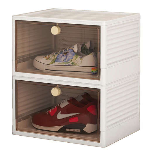 Yusenyi thickened shoe box storage box transparent shoe cabinet storage drawer type plastic folding shoe rack dormitory storage thickened folding model white transparent 1 pack 37x29x21cm