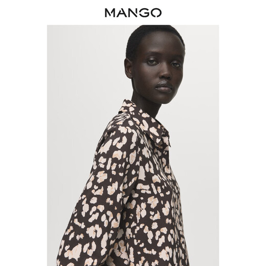 MANGO women's shirt 2026 spring new brown retro fashionable leopard print inner shirt brown S