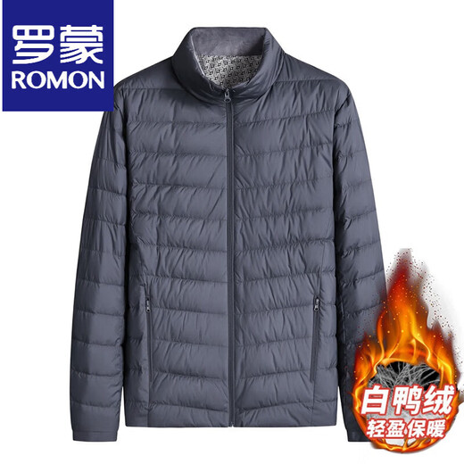 ROMON Fatty Thin Down Jacket Мужская теплая куртка больших размеров Свободная осень и зима Тонкий пуховик большого размера с воротником-стойкой Модный черный L