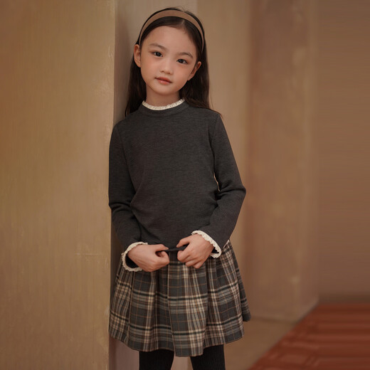Hacikis hacikis children's clothing autumn and winter children's tops brushed warm fungus edge bottoming shirt girls stretch knitted T-shirt girls