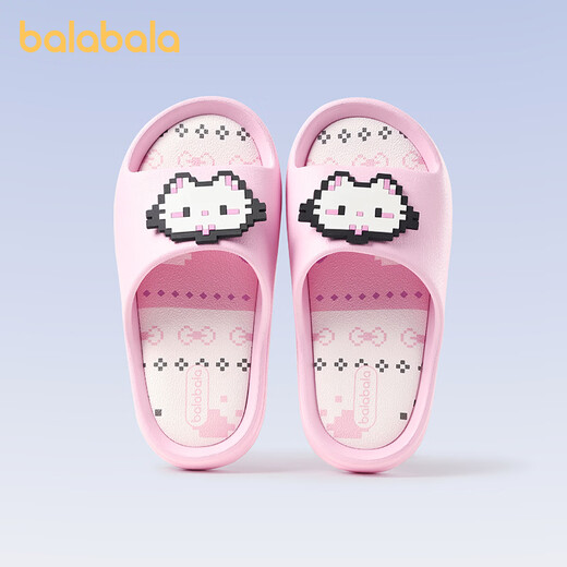 Balabala children's slippers girls' home summer baby soft bottom eva indoor home bath slippers cute lightweight sandals Kirishima pink 27 inner length 18cm suitable for feet 17-17.5cm long