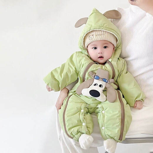 Disney Newborn Baby Autumn and Winter Jumpsuit Baby Outing Clothes Wing Jacket Padded Jacket Winter Plush Suit Apricot 66cm