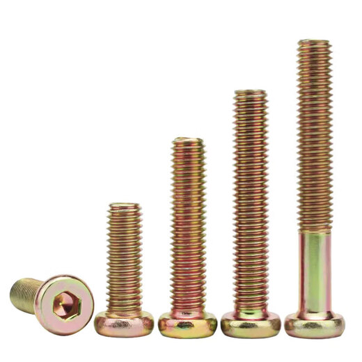 XMSJ furniture screws color zinc flat round head hexagonal screws baby crib cabinet table and chair fixed link accessories M6M8 M6*25 30 pieces color zinc