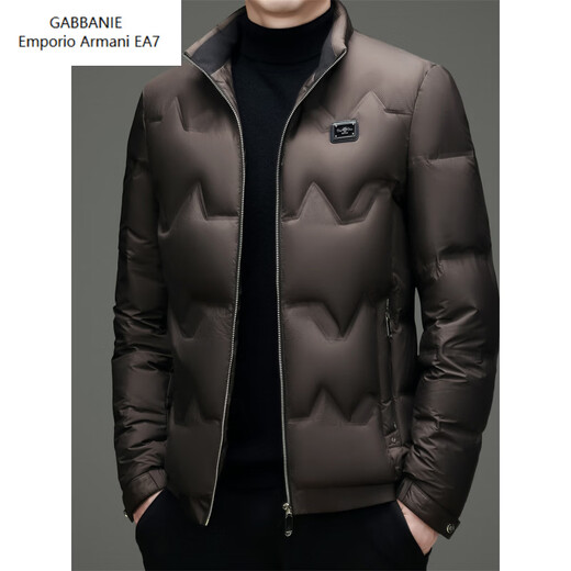 Emporio Armani EA7 Armani 2026 winter new men's down jacket middle-aged business casual high-end short stand-up collar white duck down jacket black 2XL 185 140-155Jin Jin is equal to 0.5 kg