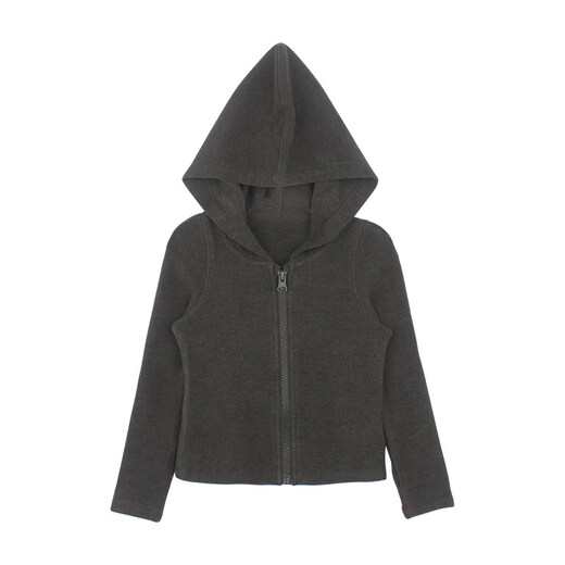 UTOUTO Big Ear Elephant Girls Solid Color Finger Sleeve Hooded Jacket 2026 Spring New Versatile Slim Top 2591047 Elephant Gray 90