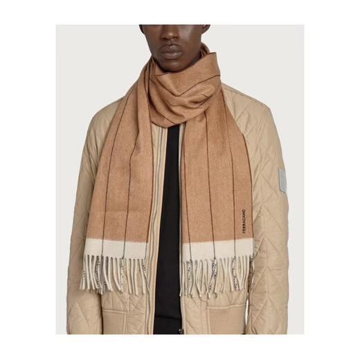 Ferragamo men's scarf warm and windproof thickened winter outdoor shawl business brown one size
