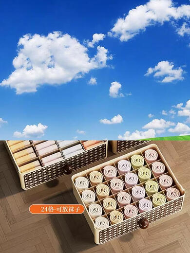 Yusenyi Cabinet Underwear Storage Box Drawer-type Dust-proof Underwear and Socks Organizing Basket Good-looking Storage Box for Close-fitting Clothes Unlatched 1-layer Underwear Box (Enlarged, Thickened, Sealed and Dust-proof)