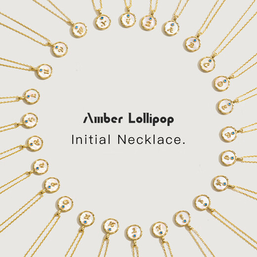 Amber Lollipop Zhang Jie's same style mother-of-pearl necklace for women light luxury letter clavicle chain anniversary birthday gift for girlfriend and wife golden brand-A