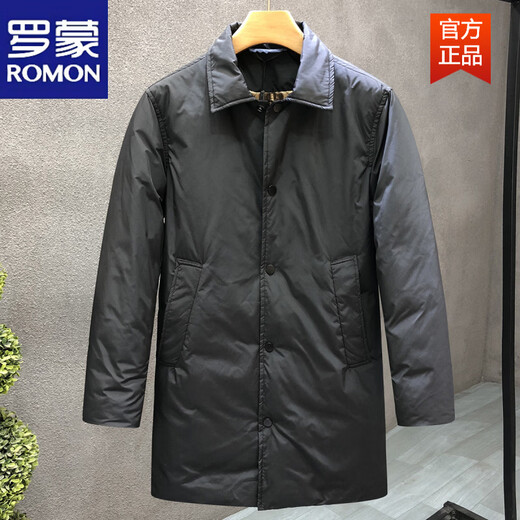 ROMON модный бренд высокого класса черный пуховик мужской средней длины простая куртка 2026 зима новая мужская утолщенная ветровка черного цвета M