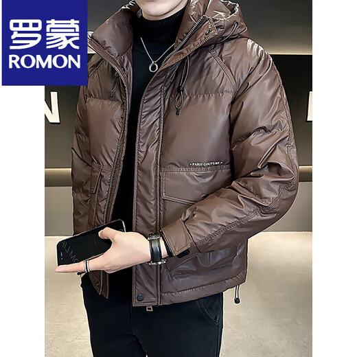 ROMON белый утиный пух, теплый и легкий пуховик, мужское зимнее пальто, короткая утепленная куртка, мужская новинка 2025 года, темно-бордовый M