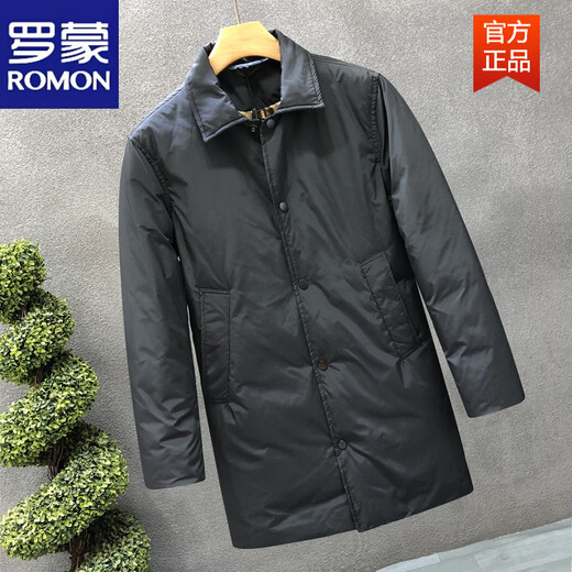 ROMON модный бренд высокого класса черный пуховик мужской средней длины простая куртка 2026 зима новая мужская утолщенная ветровка черного цвета M