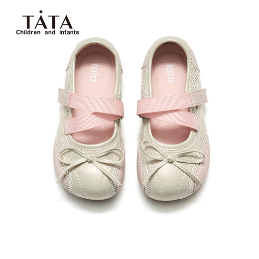 TATA children's shoes, girls' leather shoes, spring new soft-soled shallow shoes, little girls' shoes, TT6139 pink 27