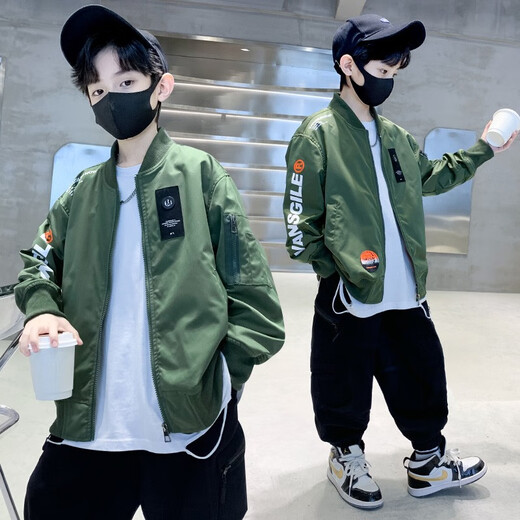 Ropa infantil de Xizai Pier Biños de moda Chaqueta de bombardero Medium Boy Large Boy Sports and Casual Baseball Clothing Top Handsome Navy Blue 160 Altura recomendada 145-155cm