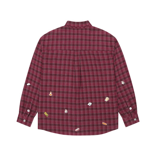 ELEMENT skateboard American trendy brand long-sleeved shirt women's street style retro plaid fun print casual couple jacket red S