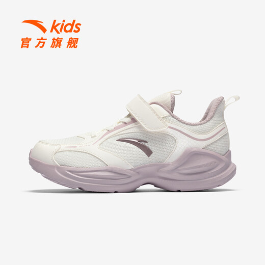 ANTA (ANTA) Children's Linfeng Running Shoes Girls' Sports Shoes 26 Spring Densified Mesh Velcro Lightweight Breathable Student Ivory White-1 28