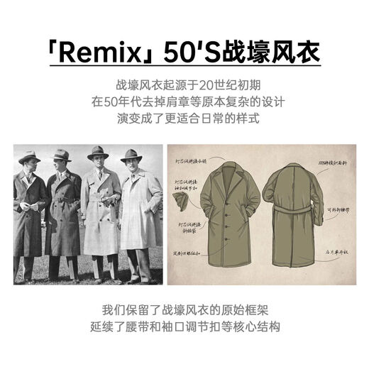 Madden workwear American retro 50s trench coat men's British style mid-length military coat lapel cotton jacket men's military green oversize/men's windbreaker 2026 new style/boys handsome style top M