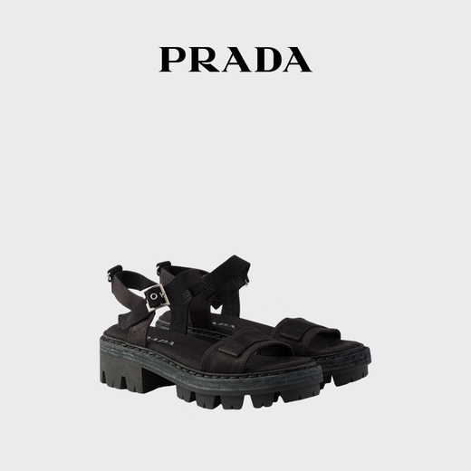 PRADA/Prada gift women's canvas sandals shoes black 36.5
