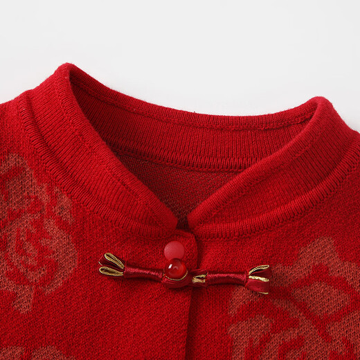 BORBOON B baby jumpsuit autumn and winter newborn sweater red New Year's greetings clothes for boys and small months old winter clothes for women red 7621 66cm