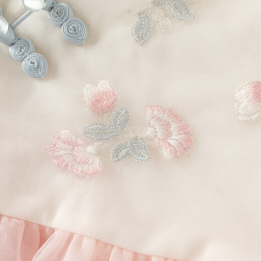 DAVE&BELLA Chinese style girls Hanfu children's dress 2026 spring new baby girl mesh skirt children's skirt children's skirt pink ready stock 120 cm (recommended height 110-120cm)